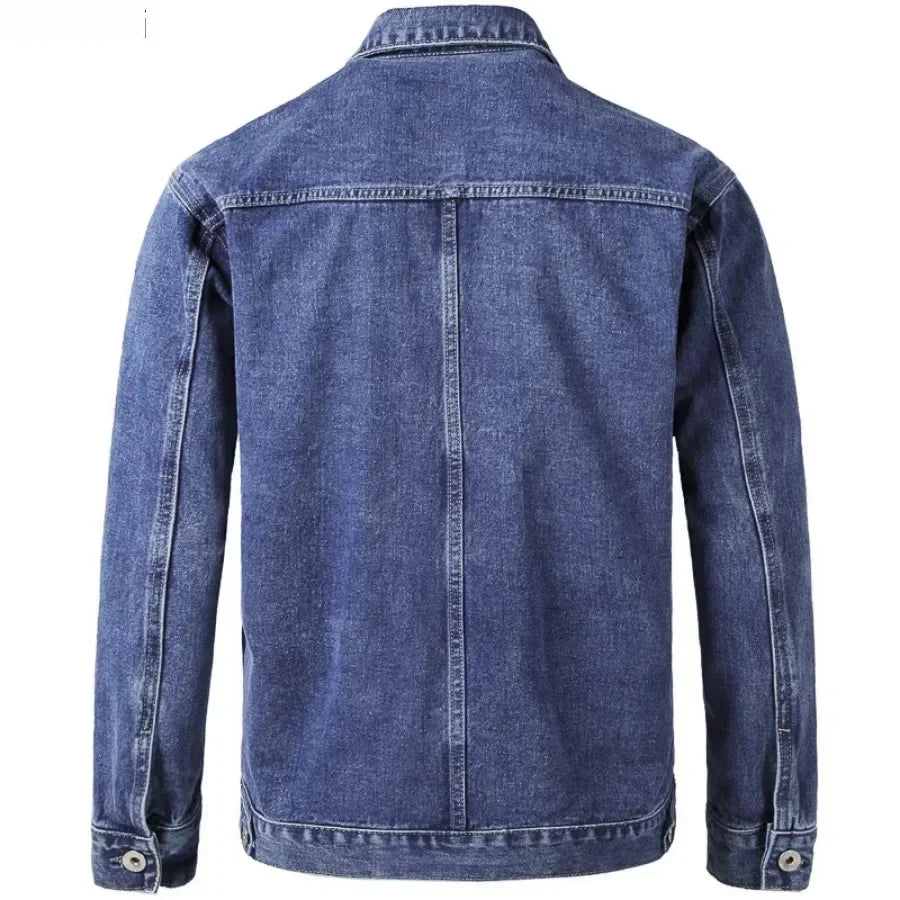 Spring Autumn Men’s Denim Coats – Multi-Pocket Loose Fit Single-Breasted Cardigan, Fashion Casual Cargo Jeans Jacket for Men